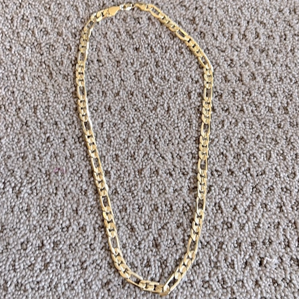 Gold Figaro Chain NEW 18k stamped Gold overlay necklace 43.39grams total weight